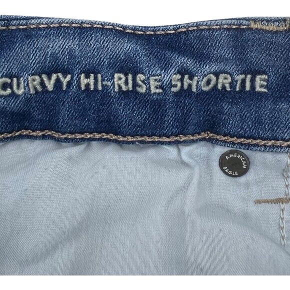 American Eagle Curvy Hi Rise Shortie Shorts Sz 0 Button Fly - Picture 4 of 5